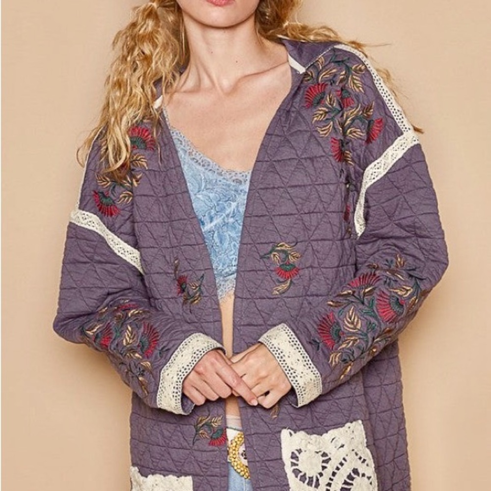 POL Purple Embroidered Jacket
